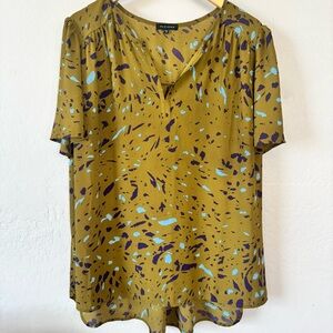 Pleione Mustard and Purple Patterned Blouse